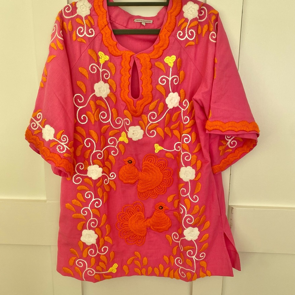 Frances Valentine Tunic - Gorgeous brilliant color and embroidery NWOT